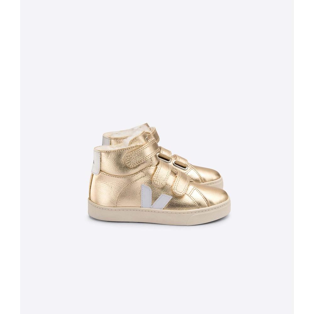 Veja ESPLAR MID FURED LEATHER Kids\' Shoes Gold | NZ 756AHK